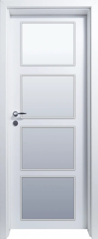 Usa HDF cu toc reglabil din MDF PAL - Colectia QUADRAT 4.1 - Culoare Alb Toc fix drept 90mm, Alb, Folie Decor