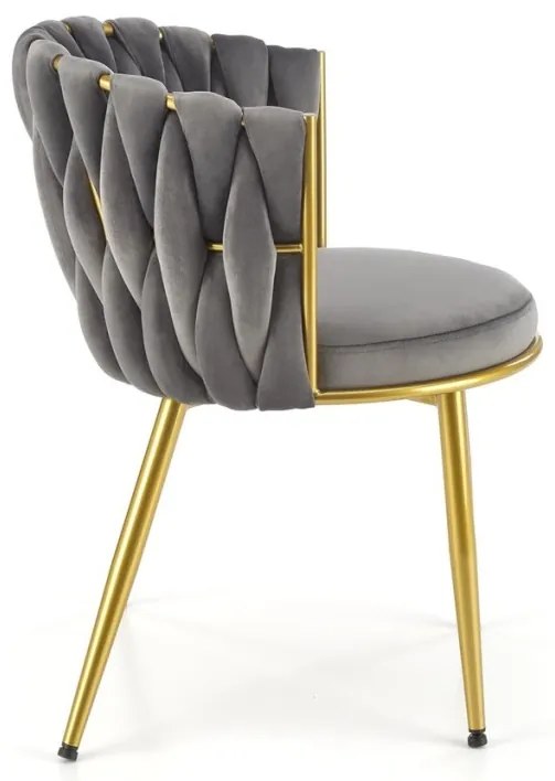 Scaun K517 velvet gri/auriu