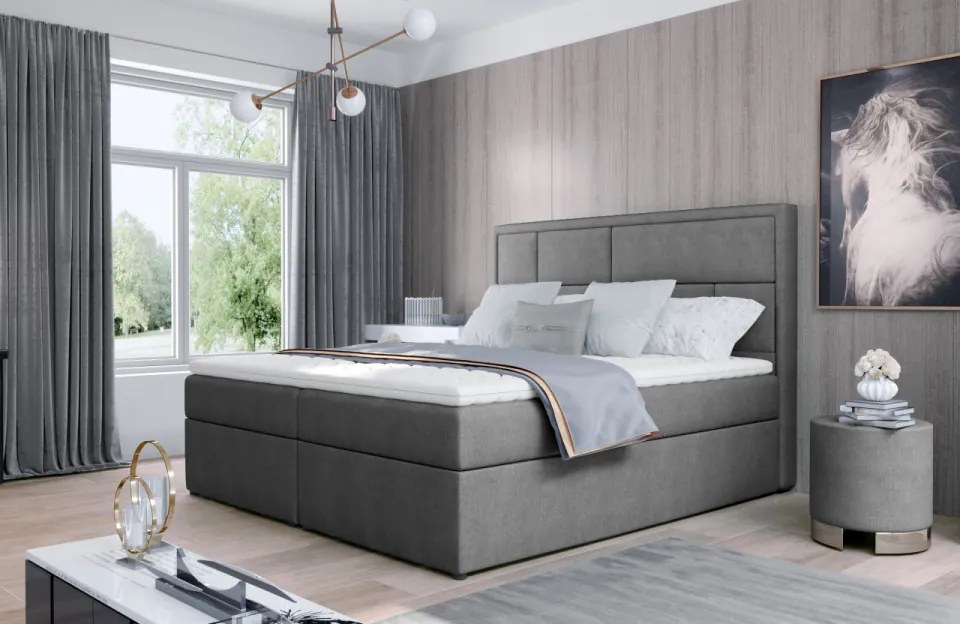 Pat tapitat, continental boxspring, cu lada pentru depozitare, 160x200 cm, Meron 162, Eltap (Culoare: Roz / Matt Velvet 63)