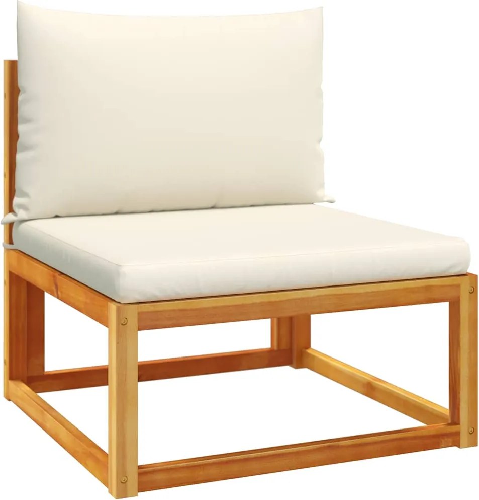 vidaXL Canapea de grădină fără brațe cu perne, lemn de salcâm și ratan