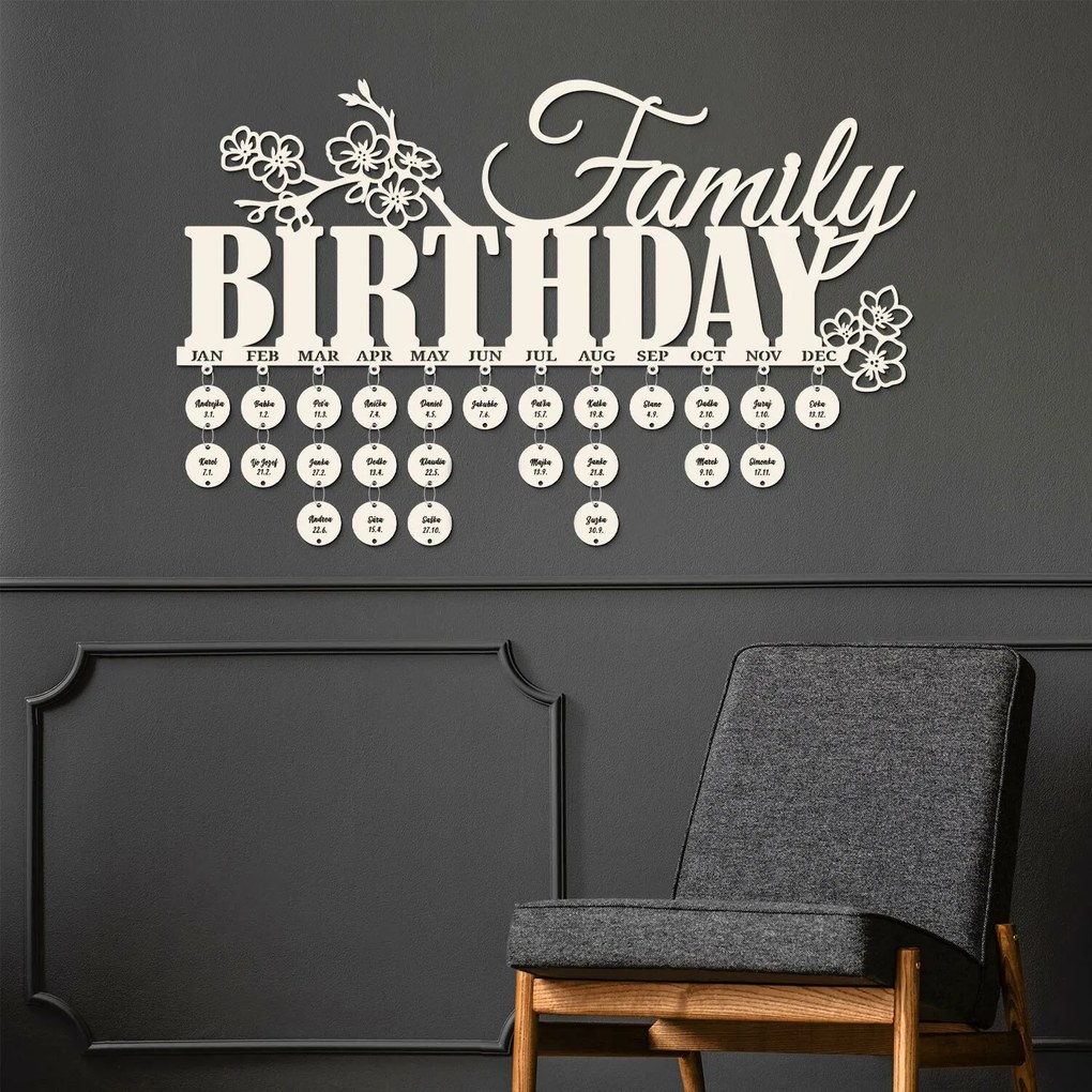 DUBLEZ | Calendar de perete pentru familie - Family Birthday