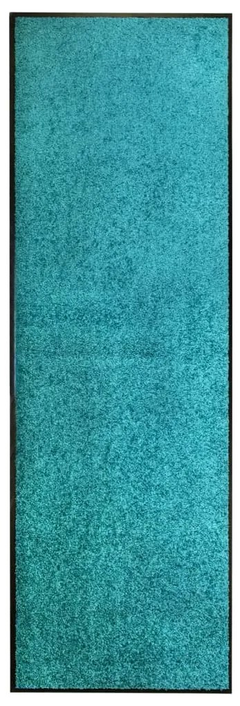 vidaXL Covoraș de ușă lavabil, cyan, 60 x 180 cm