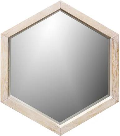 Oglinda hexagonala din lemn Feline L Woood
