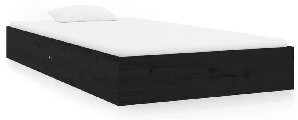 820061 vidaXL Cadru de pat, negru, 90x200 cm, lemn masiv