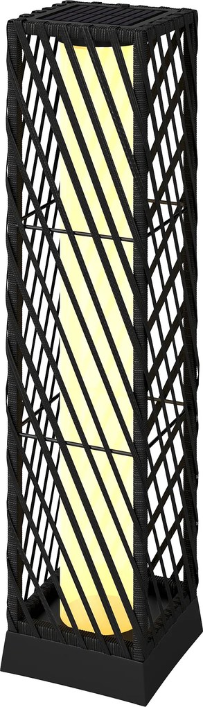 Outsunny Felinar de grădină din ratan Felinar solar exterior cu LED-uri Pornire și Oprire Automată Impermeabil IP44 Negru | Aosom Romania