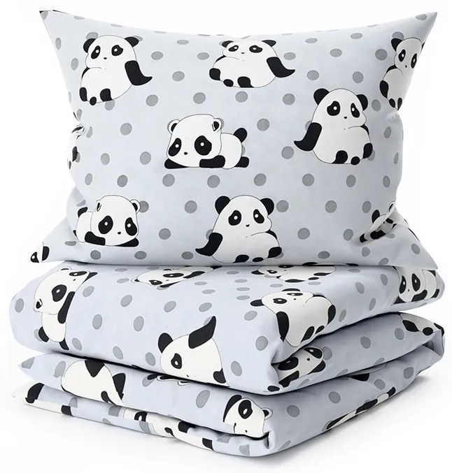 Lenjerie de pat din microfibra PANDA gri Dimensiune lenjerie de pat: 70 x 80 cm | 140 x 200 cm