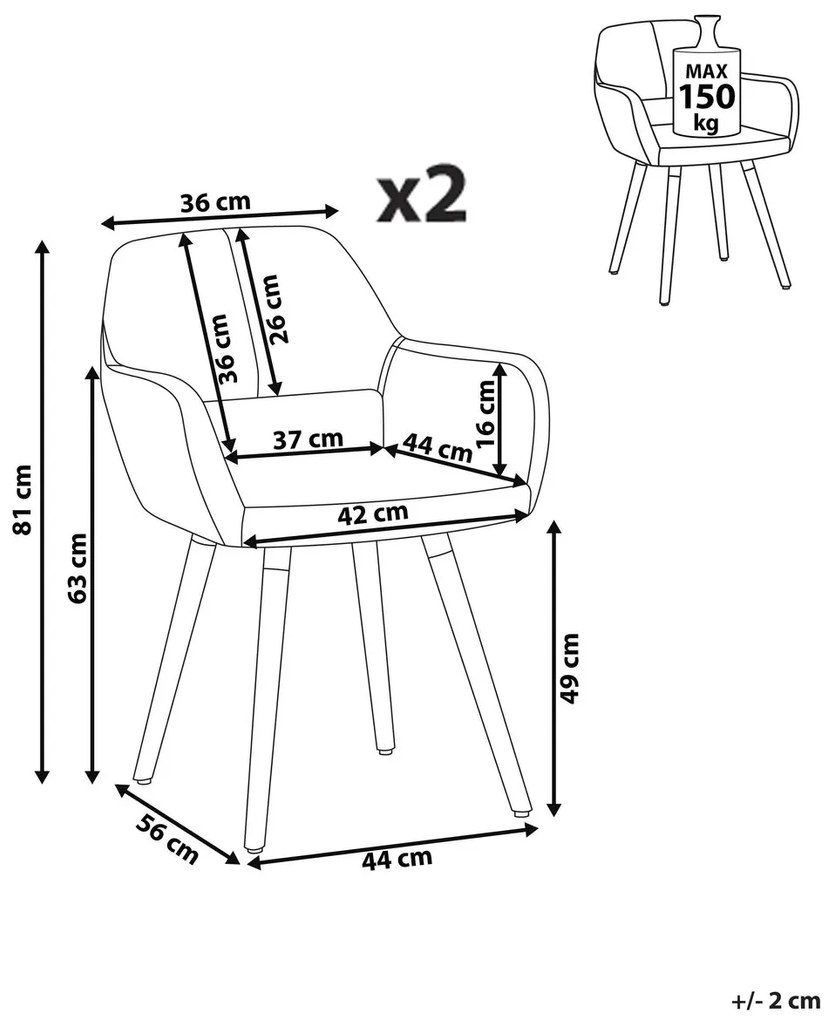 Set 2 buc. scaune pentru sufragerie Chico (maro deschis). 1009916