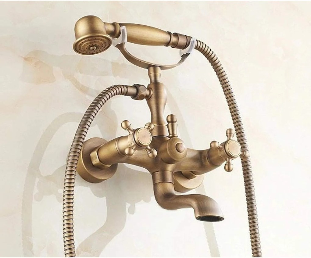 Baterie Duș cu Pară și Furtun Bronz Antichizat – Design sofisticat și confort maxim pentru o experiență de duș premium.