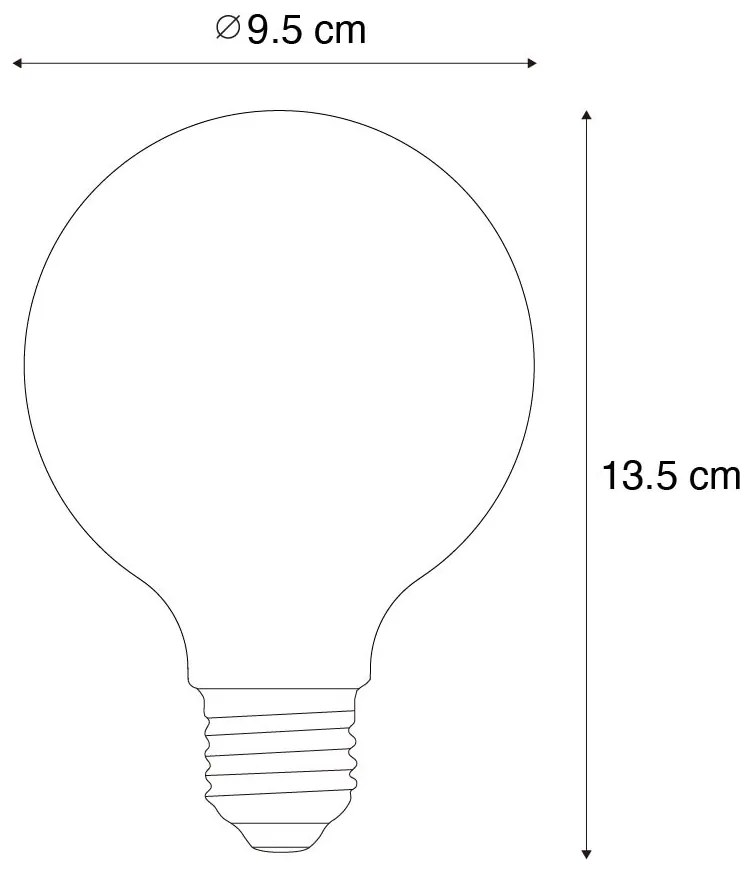 Set 5 becuri Bec LED E27 reglabil opalin G95 5W 450lm 2700K