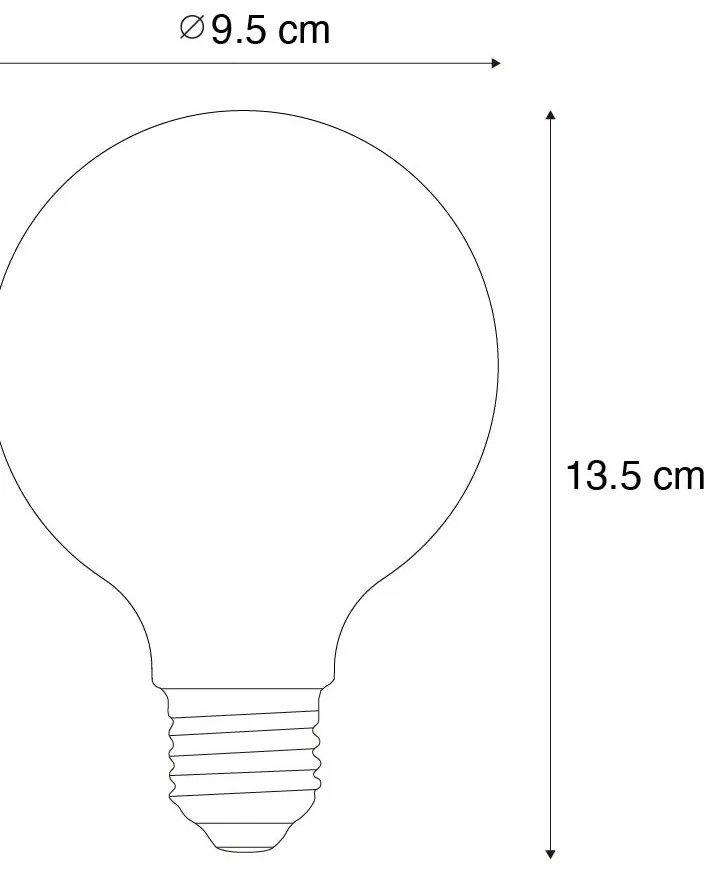 Set de 5 becuri LED E27 opale G95, dimabile, 5W 450LM 2700K
