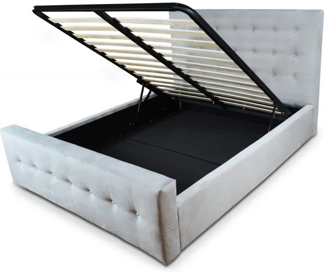 Pat tapitat somiera metalica rabatabila inclusa, dimensiune 180x200, material si culoare la alegere – Model Nanna