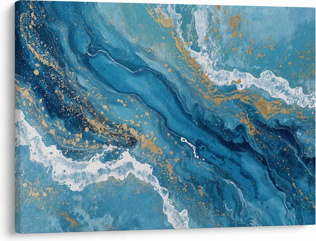 Tablou - Marmură bleu cu aur II. (70x50 cm)