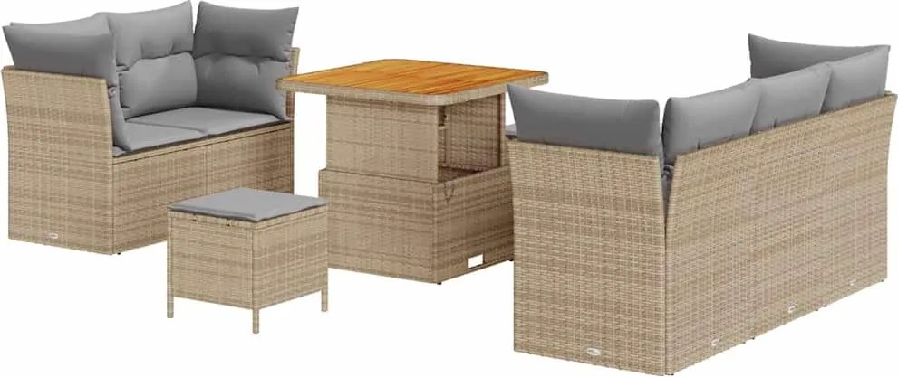 vidaXL Set de canapele pentru grădină 8 pcs Bej poliratan