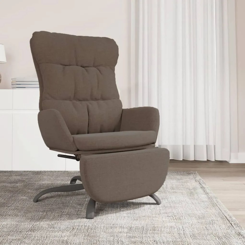 3097603 vidaXL Scaun de relaxare cu taburet, gri taupe, material textil