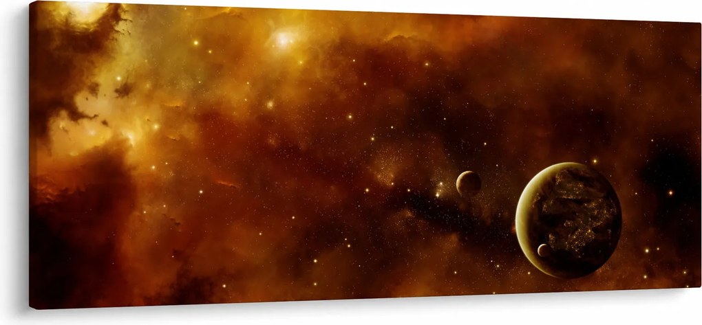Tablou - Planete cu nebuloasă (120x50 cm)
