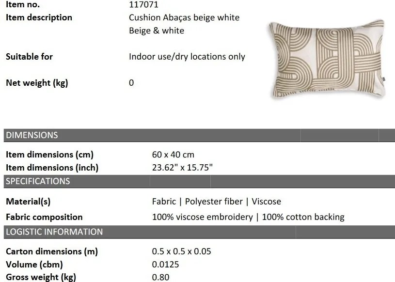 Perna decorativa design LUX Abacas bej, alb