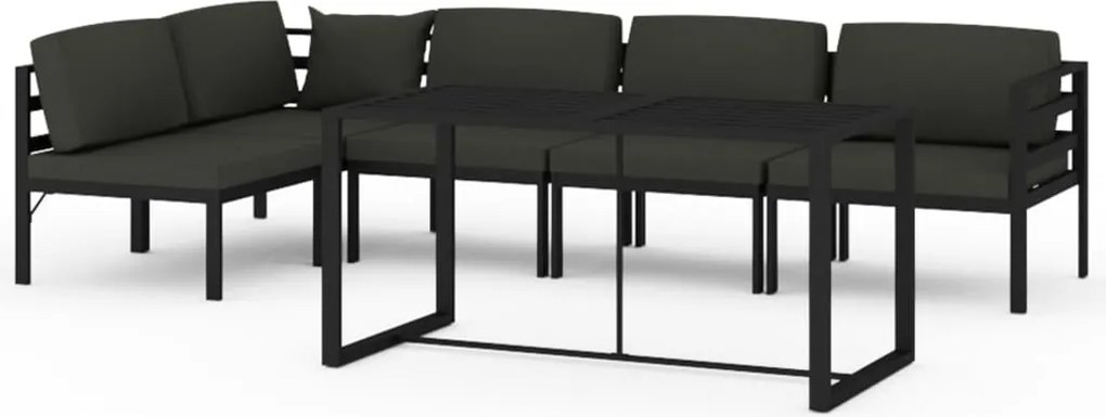 vidaXL Set mobilier de grădină cu perne, 6 piese, antracit, aluminiu