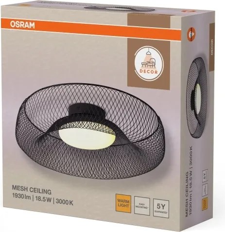 Osram - Plafonieră LED DECOR MESH, 18,5 W, 230 V, Ø 30 cm, negru
