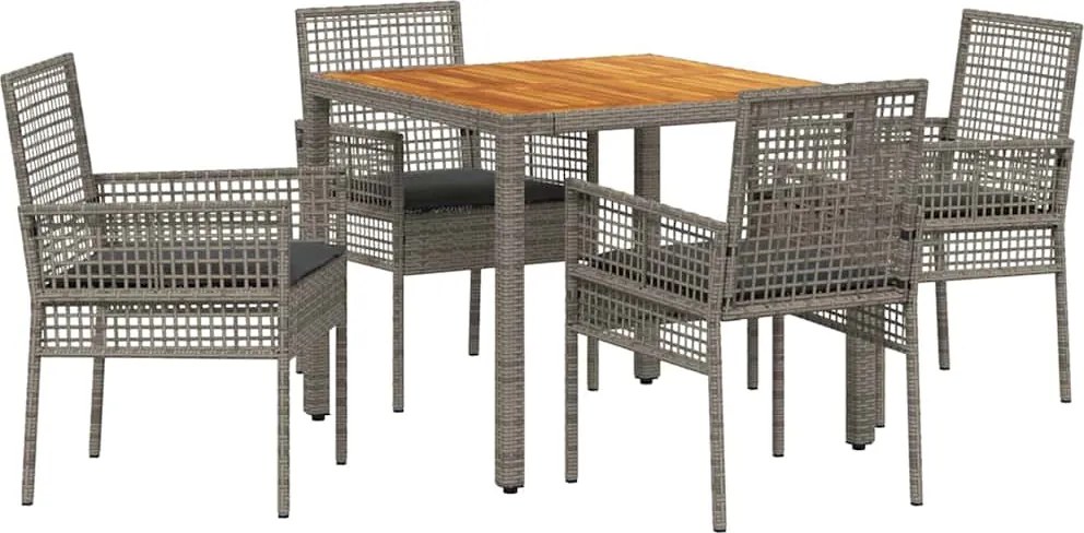 vidaXL Set de masă pentru grădină 5 pcs Gri poliratan