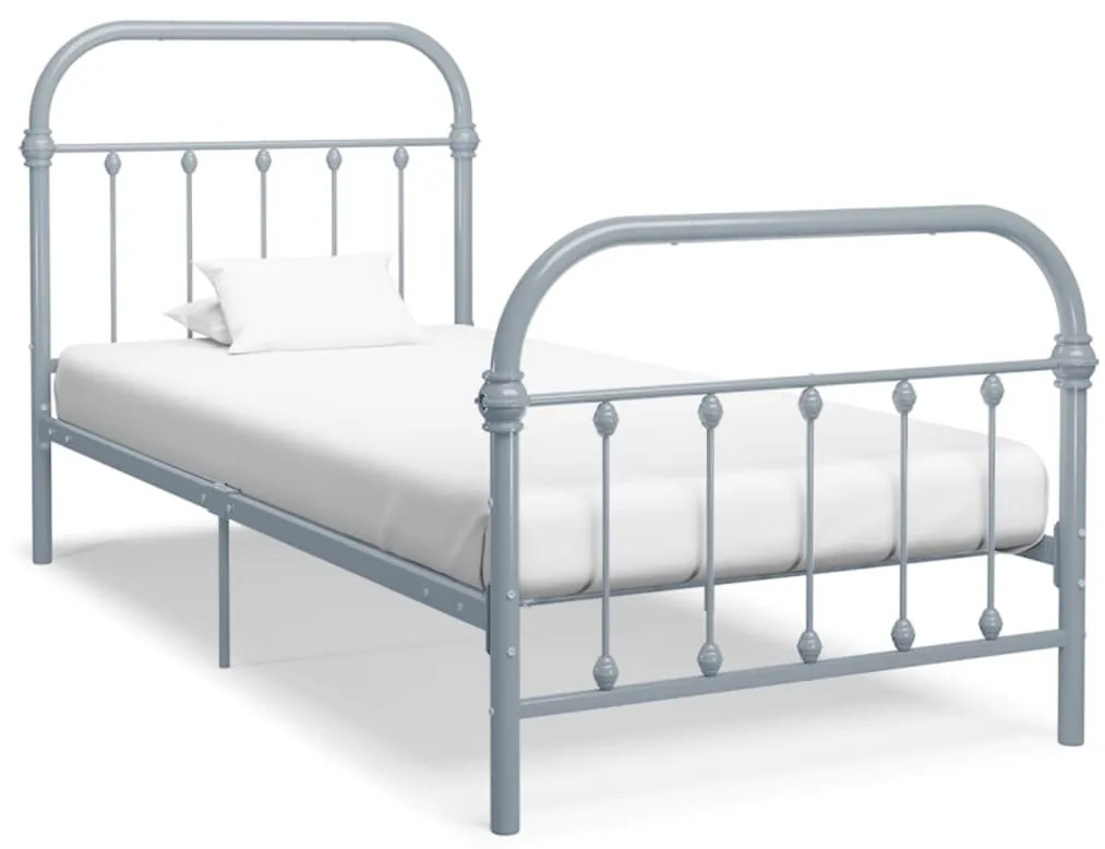 vidaXL Cadru de pat, gri, 90 x 200 cm, metal