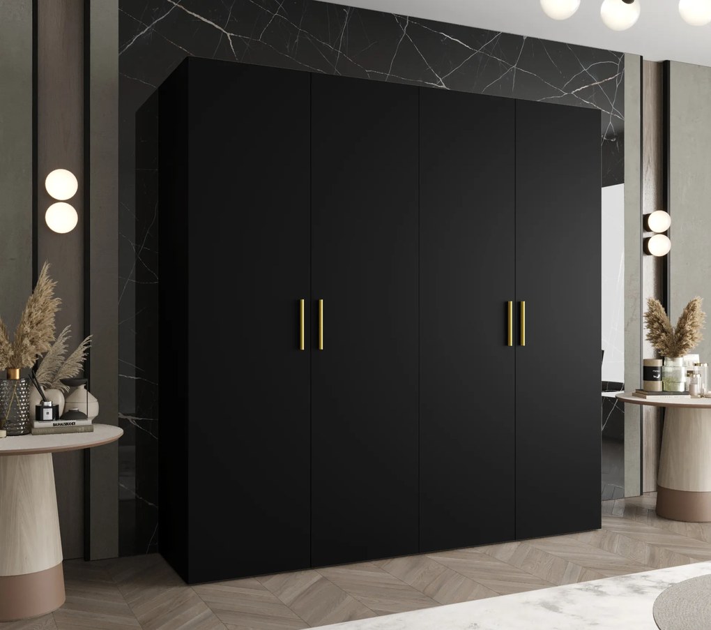 Dulap de haine 200 cm Borry 1 (Negru + Auriu). 1125774