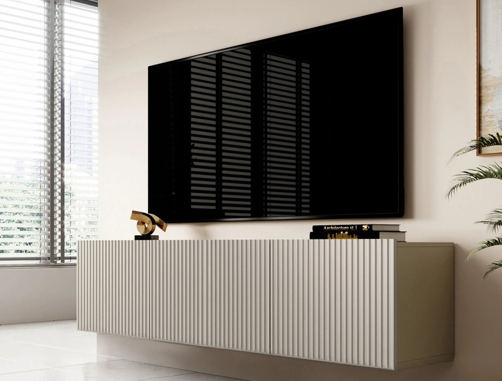 Comodă TV suspendată cu sertar Nicole 150 cm - mat cașmir