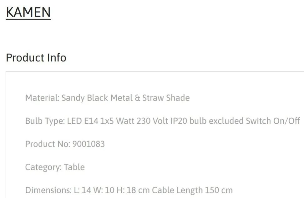 Lampa de masa moderna stil minimalist KAMEN negru