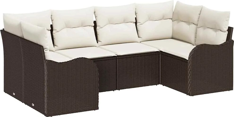 vidaXL Set de canapele pentru grădină 6 pcs maro și alb Rattan poli
