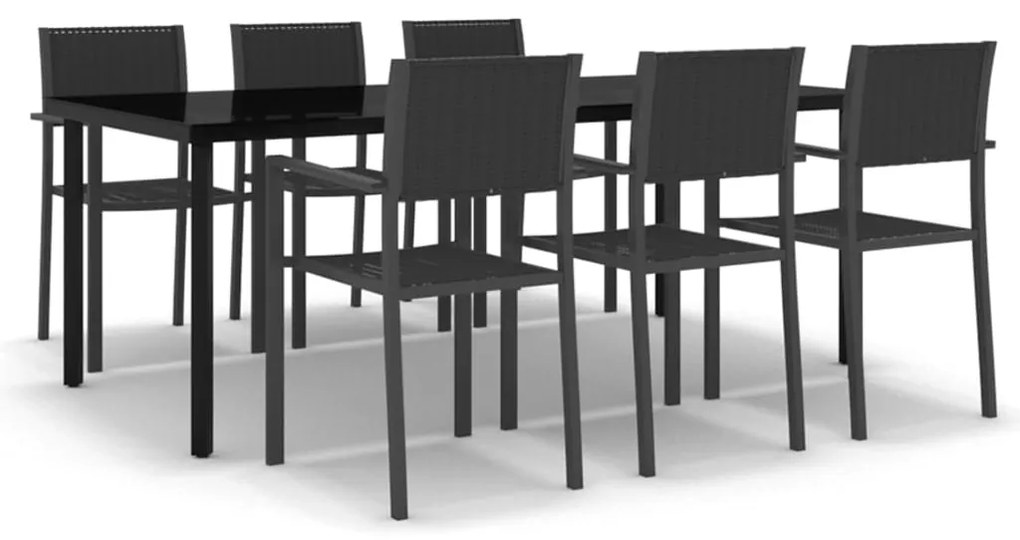 3099267 vidaXL Set mobilier de grădină, 7 piese, negru