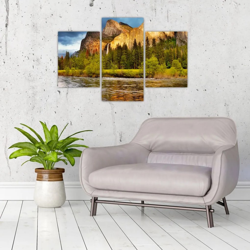 Tablou - Stânci lăngă lac (90x60 cm)