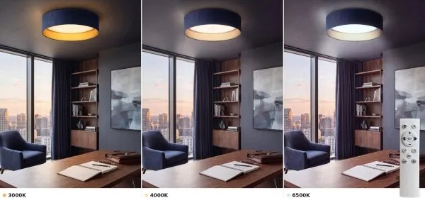 Brilagi-LED Lampă LED dimabilă VELVET SM. VARI 24W/230V 3000-6500K Ø45 cm albastru/auriu+telecomandă