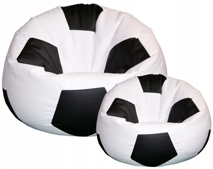 ShopJK Fotoliu puf minge de fotbal cu suport pentru picioare alb negru