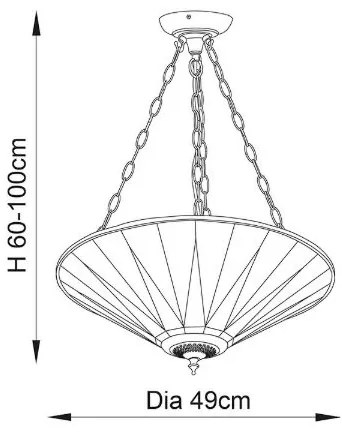 Endon 70754 - Candelabru cu lanț Tiffany DARK STAR, 3x E27/60W/230V, Ø 49 cm