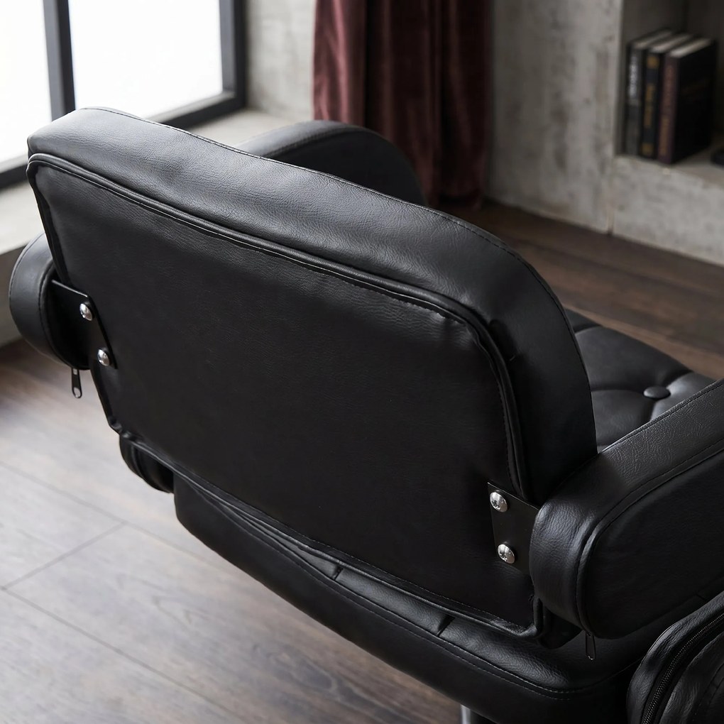 HOMCOM Scaun de Bar cu Spătar și Brațe, Scaun Modern de Bucătărie Rotativ cu Înălțime Reglabilă, 61x50x94-114 cm, Negru | Aosom Romania