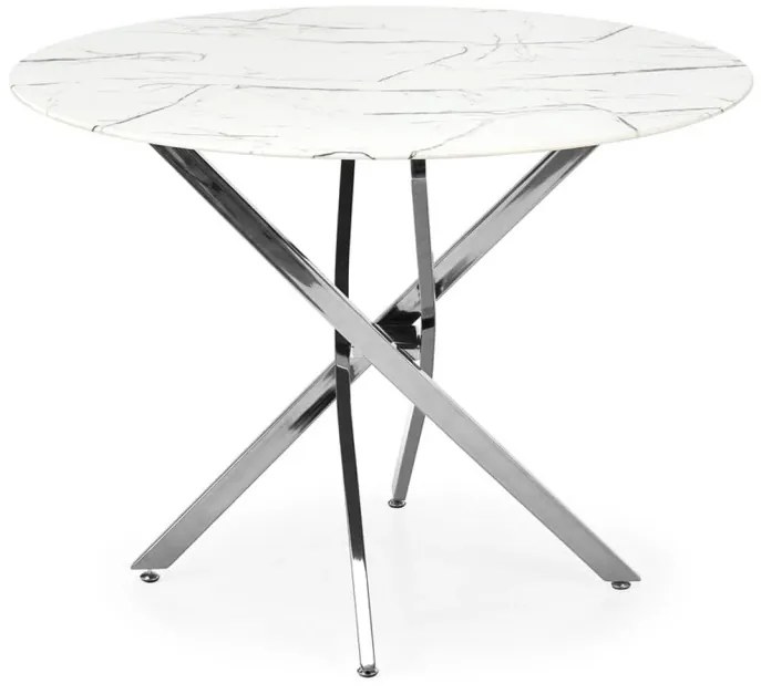 Masa rotunda Raymond 3 marmura alba/argintiu ø100/h73 cm