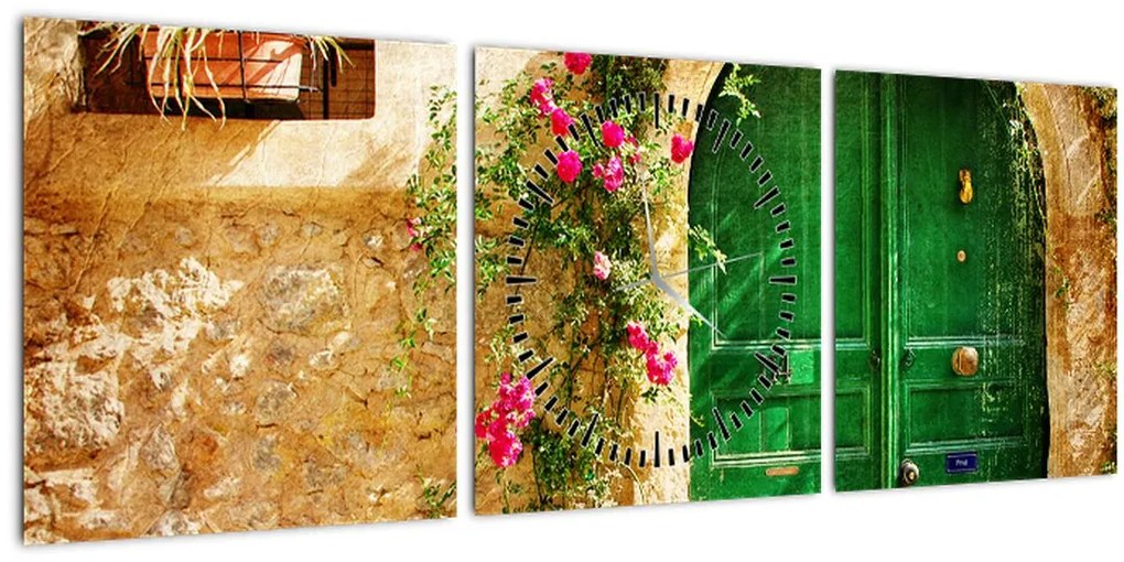 Tablou - Ușă veche (cu ceas) (90x30 cm)