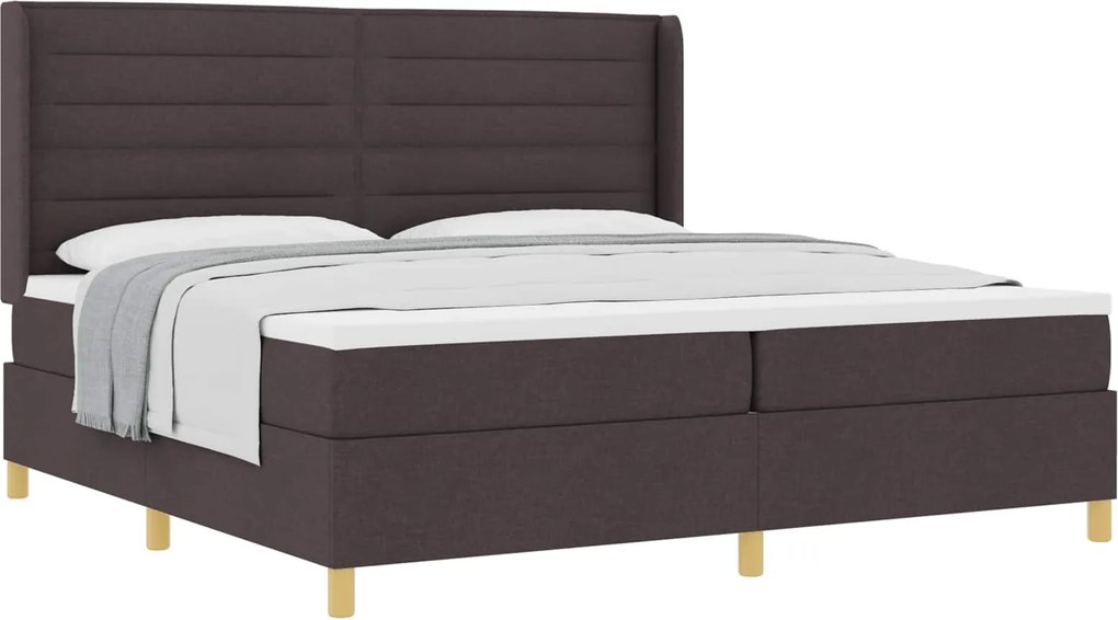 vidaXL Pat cu arcuri cu saltea Maro închis 200 x 200 cm țesătură