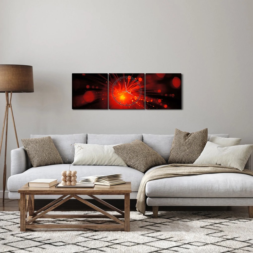 Tablou cu abstacție sclipire (cu ceas) (90x30 cm)