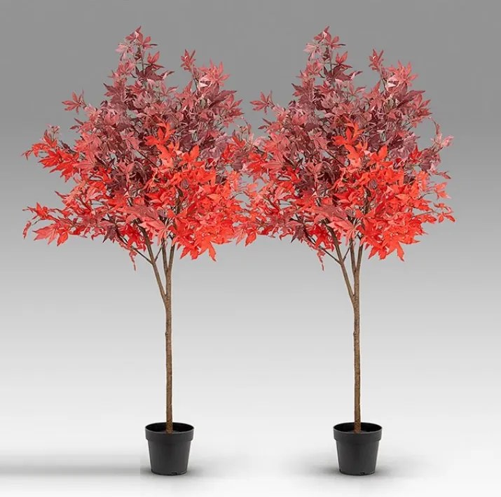 Set de 2 plante artificiale, Artar rosu H-147cm