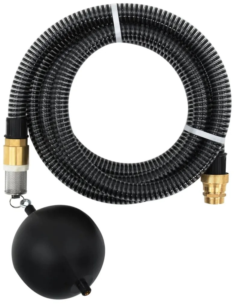 vidaXL Furtun de aspirație cu racorduri din alamă, negru 1,1&quot; 7 m, PVC