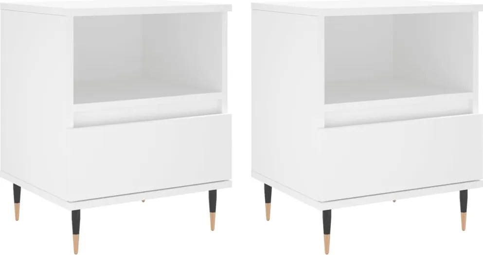 vidaXL Noptiere, 2 buc., alb, 40x35x50 cm, lemn compozit