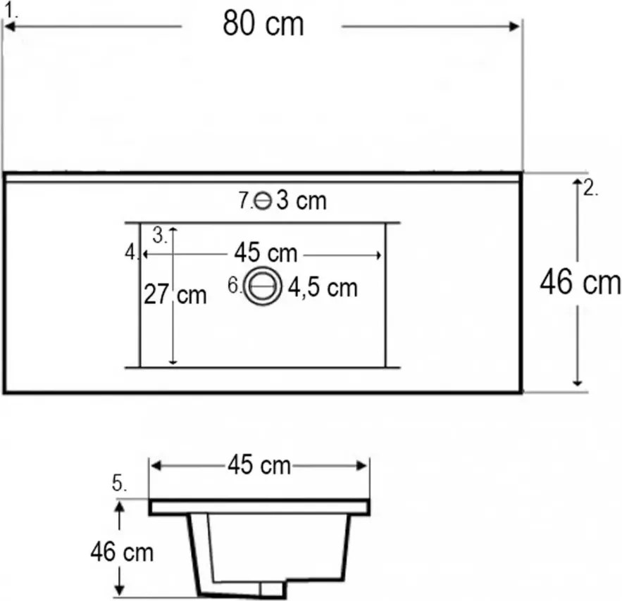 Dulap inferior Porto 80 cu lavoar alb-ulm rauna