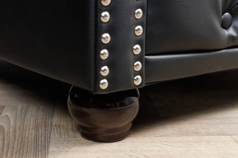 Fotoliu clasic stil englezesc Chesterfield, negru antic