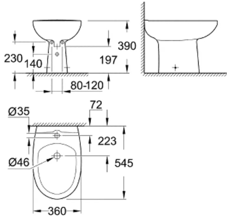 Bideu stativ Grohe Bau Ceramic, alb