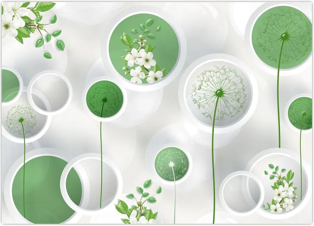 Tablou - Flori în cercuri (70x50 cm)