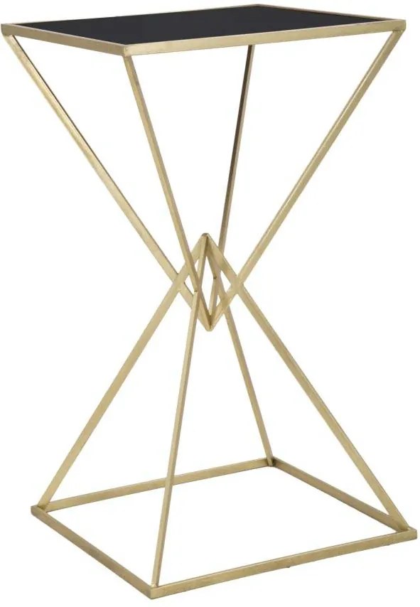 Masă de bar Piramide, 105x60x60 cm, metal/ sticla, auriu/ negru