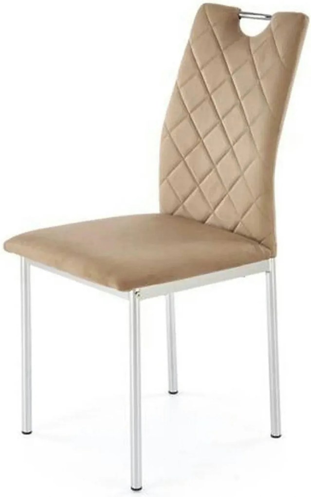Scaun K578, bej - HLR 11/argintiu, stofa catifelata/otel, 43x53x93 cm