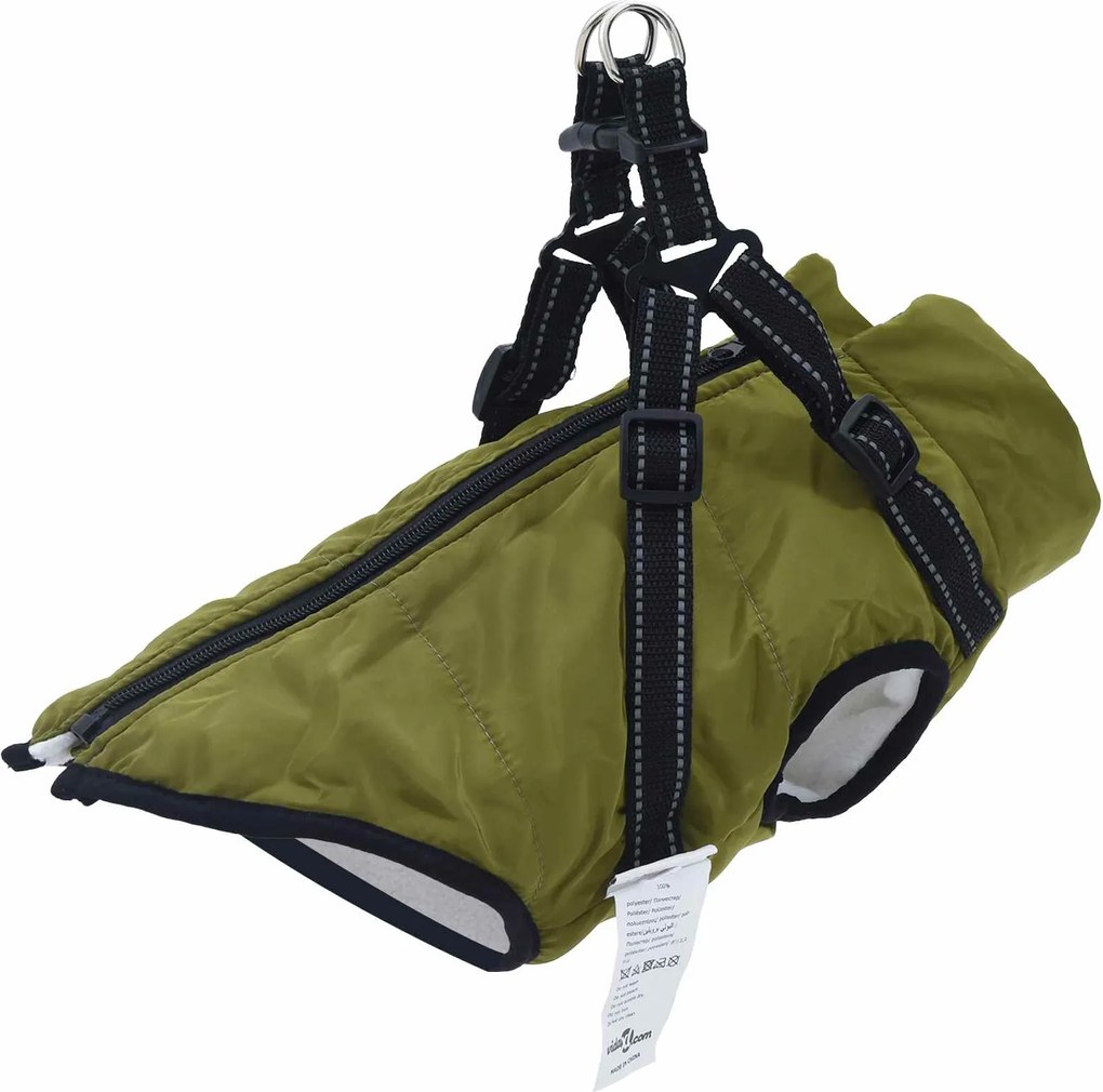 vidaXL Haina pentru Câini Verde Army L36 Fleece și poliester