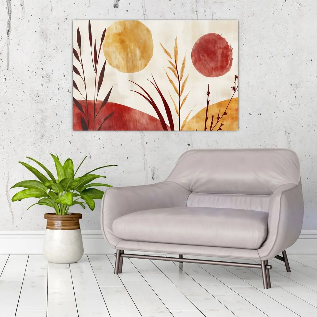 Tablou - Plante și cercuri (90x60 cm)