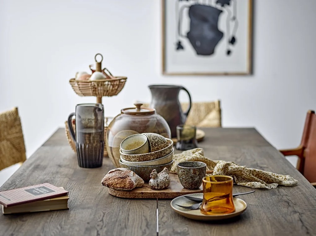 Set solnita sare si piper in forma de gainuse, maro, din ceramica glazurata, Chicky